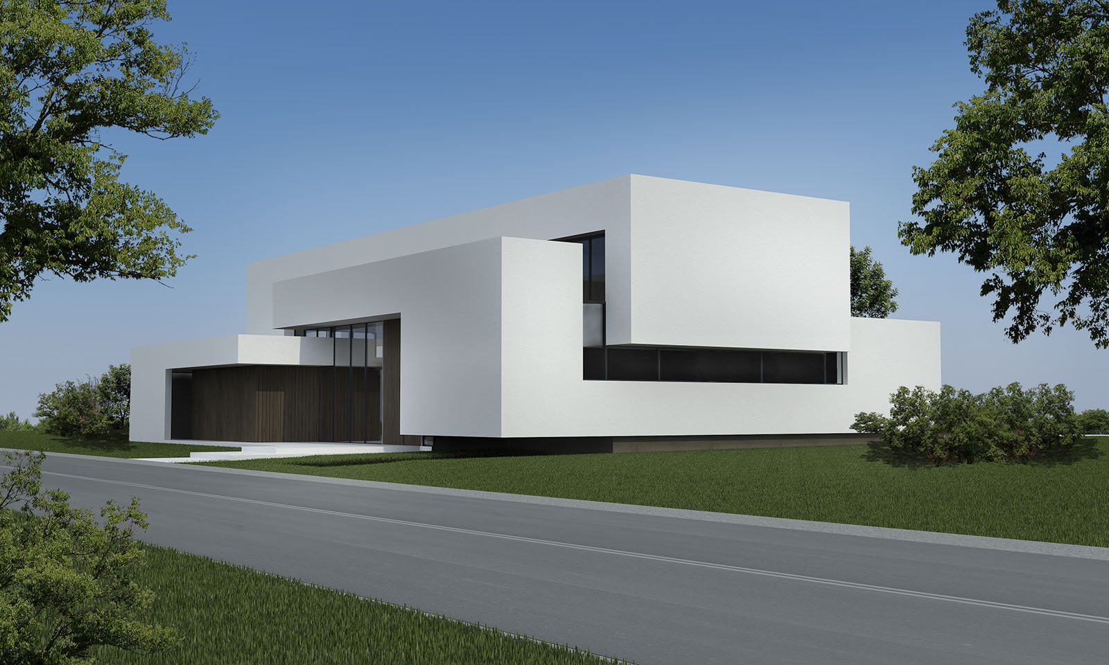 fachadas minimalistas, volúmenes de hormigón, arquitectura moderna