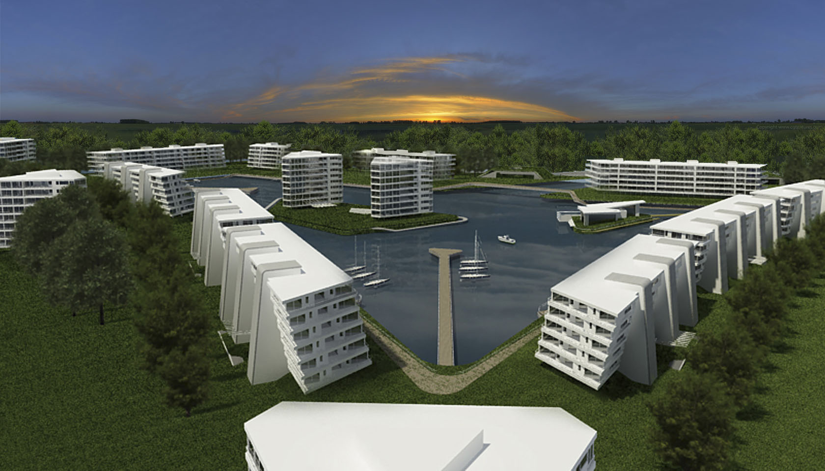 Complejo de vivienda en Nordelta, edificios con visuales al lago