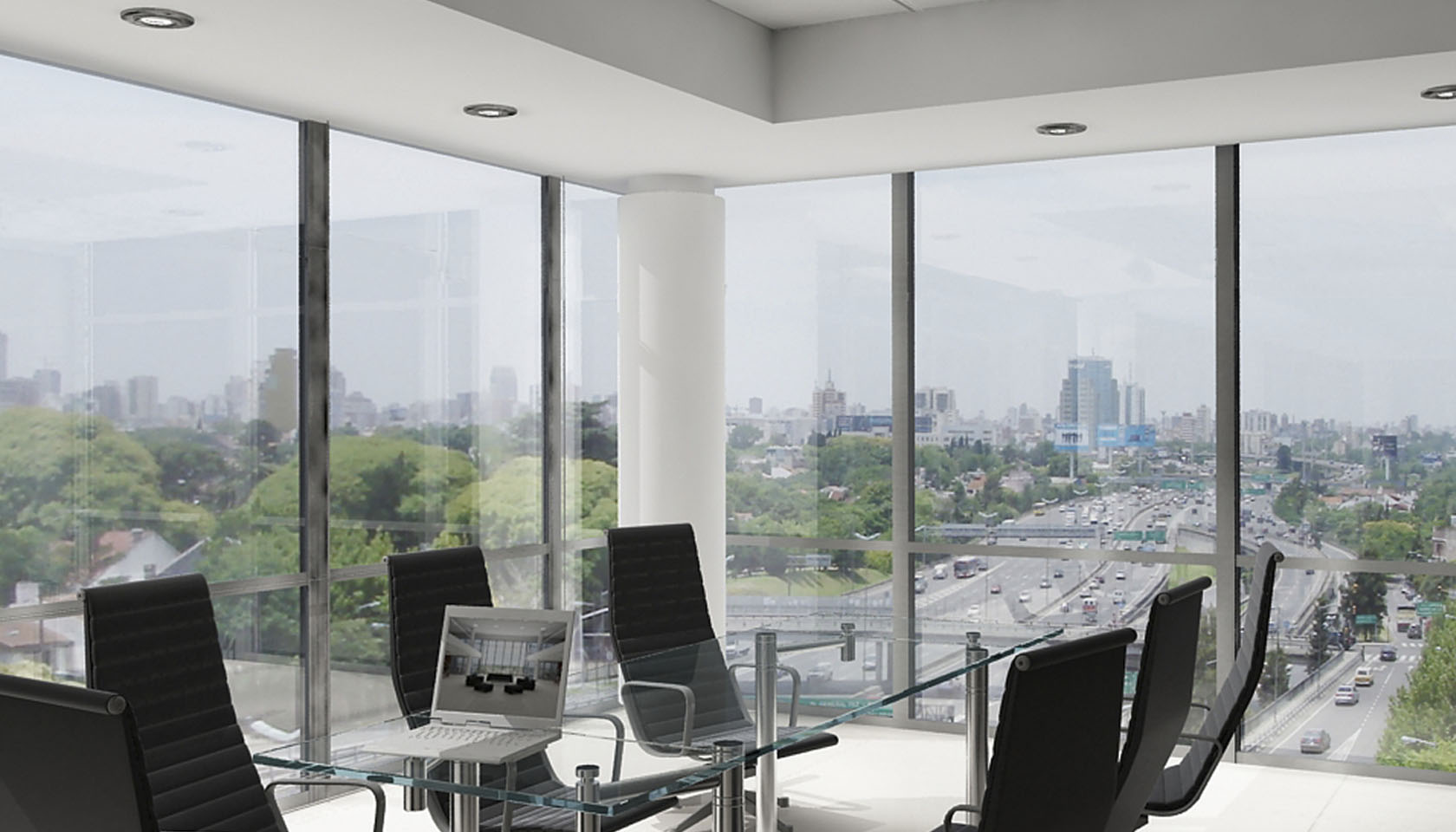 Fachadas vidriadas en edificios de oficina modernos